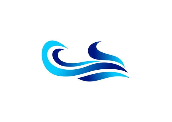 Wave logo, fale wody niebieski symbol, morze ikona wektor wzór — Wektor stockowy