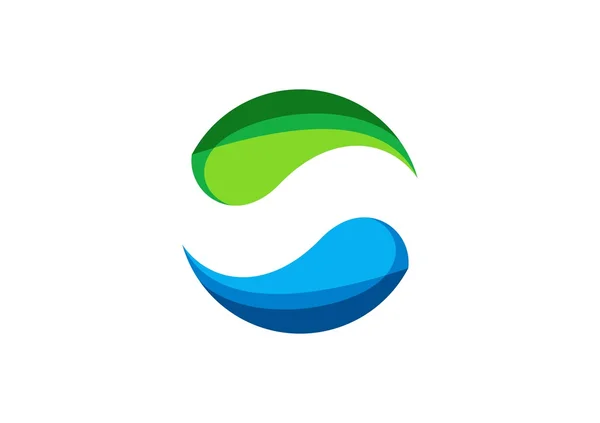 Circle, water, logo, elements, sphere, abstract infinity, letter S, company, corporation — стоковый вектор