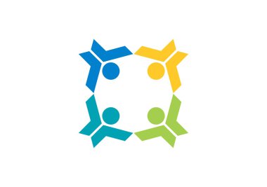 Ekip çalışması eğitim Logo, illüstrasyon takım, sosyal ağ bağlantısı emekçilerin