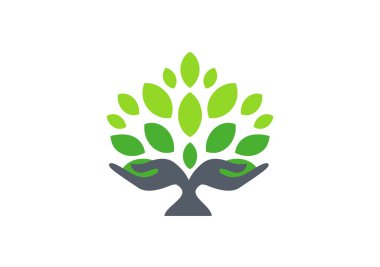 Ağaç el logosu, el ağaç doğa sağlık sağlık sembol simge