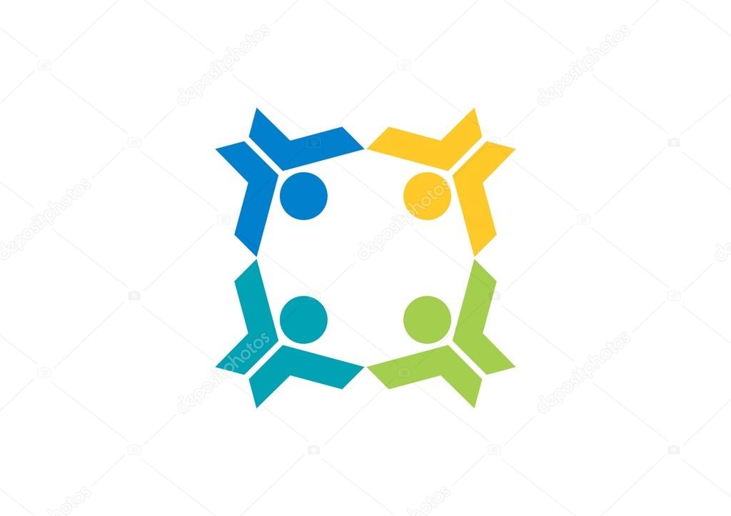 Team work education Logo,illustration Team,Social Network connection people working symbol icon design vector