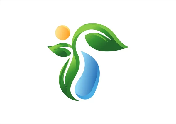 Persone, natura vegetale foglia logo, salute persone simbolo icona design vettoriale — Vettoriale Stock