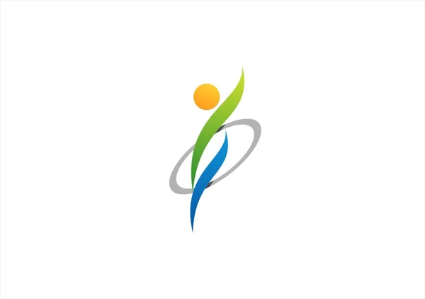 Wellness logo, kruh zdraví lidí symbol vektorové ikony designu — Stockový vektor
