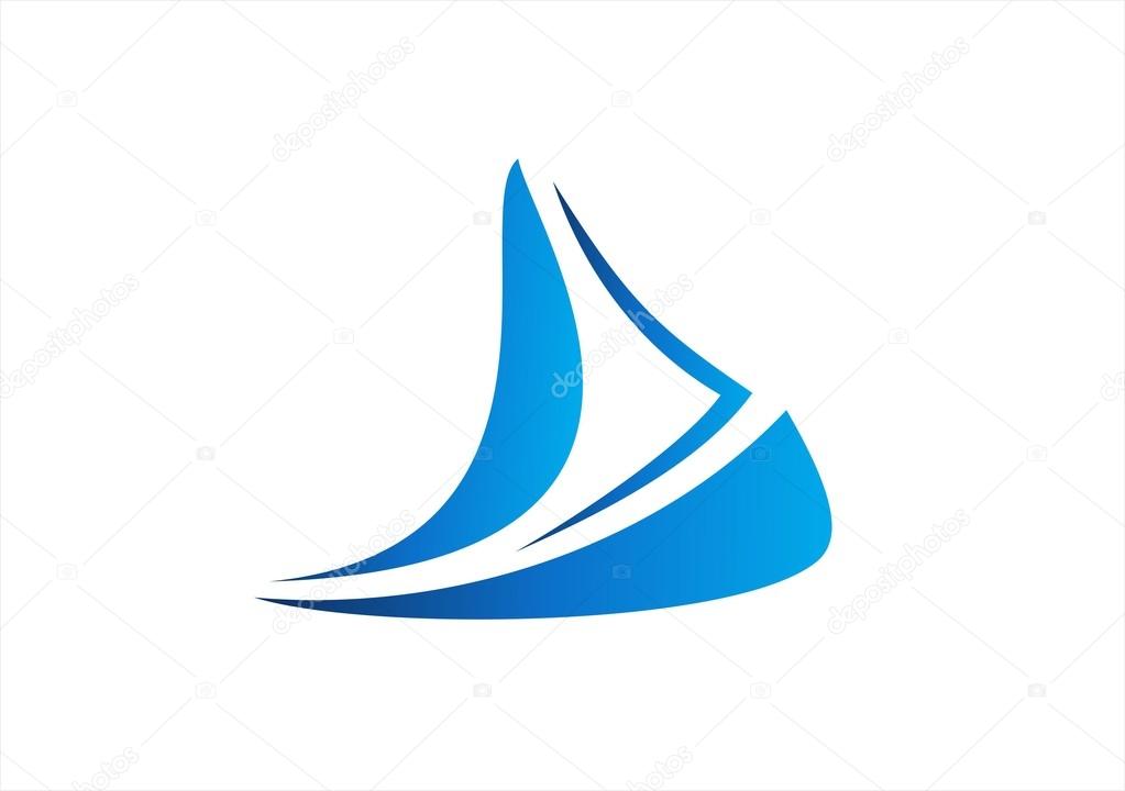 Sailboat cruise business logo boat icon wind sea travel symbol