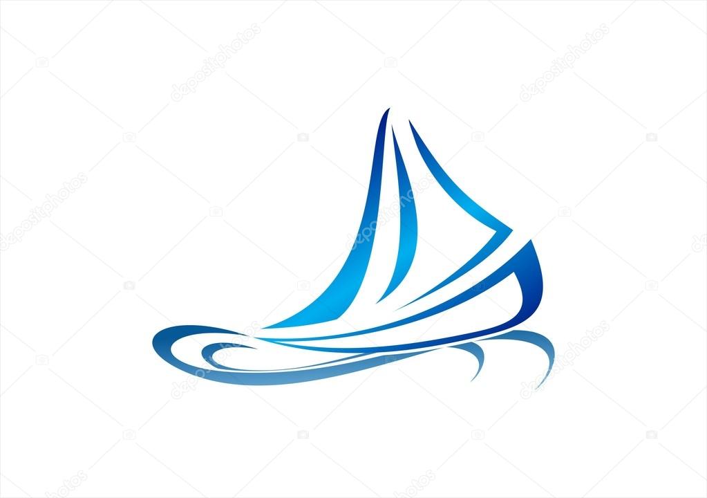 Sailboat logo boat icon wind sea travel cruise ocean 
