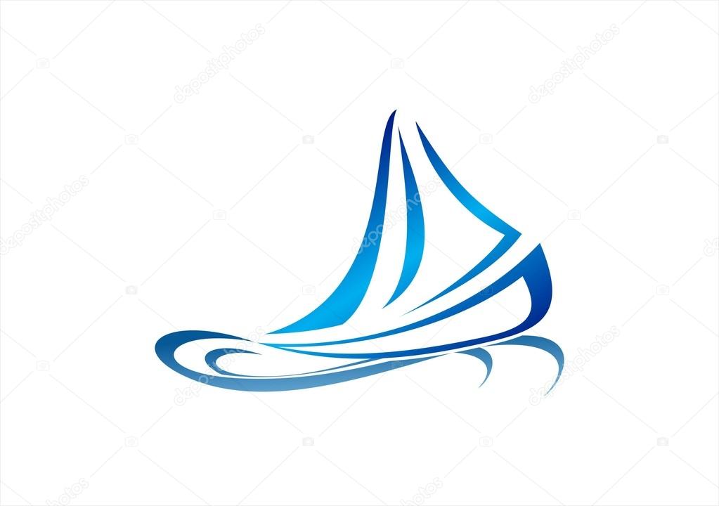 Sailboat logo boat icon wind sea travel cruise ocean symbol design vector