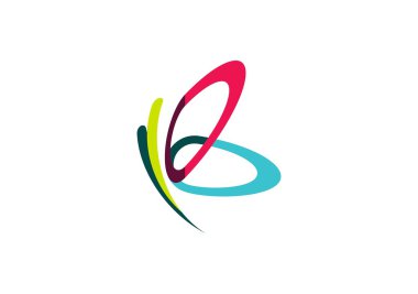 Kelebek logo, güzellik, spa, yaşam tarzı bakım, sakin ol, soyut kanatlar, B harfi sembol simge tasarlamak vektör