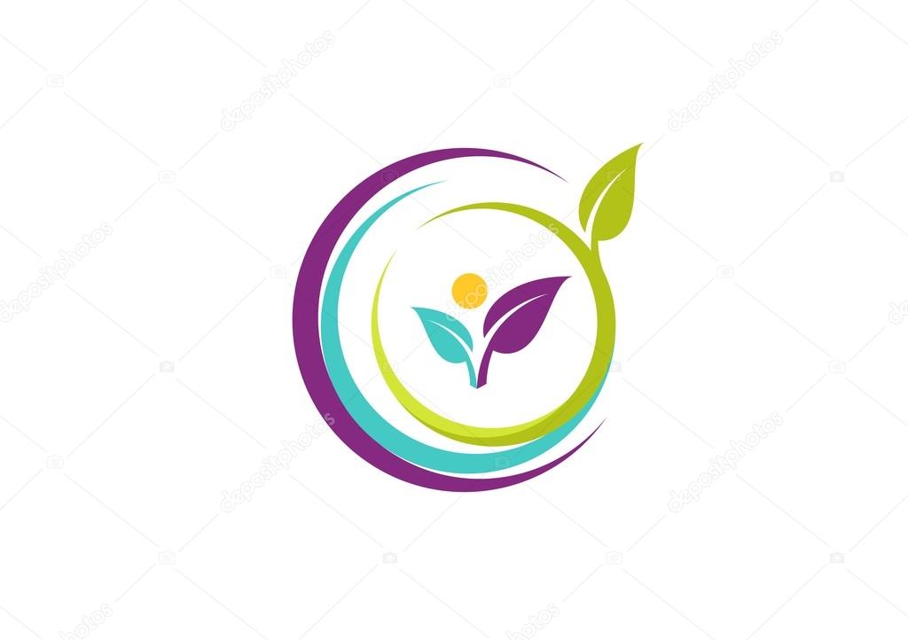 Beauty circle nature spa logo, healthy natural life concept logotype symbol icon vector design