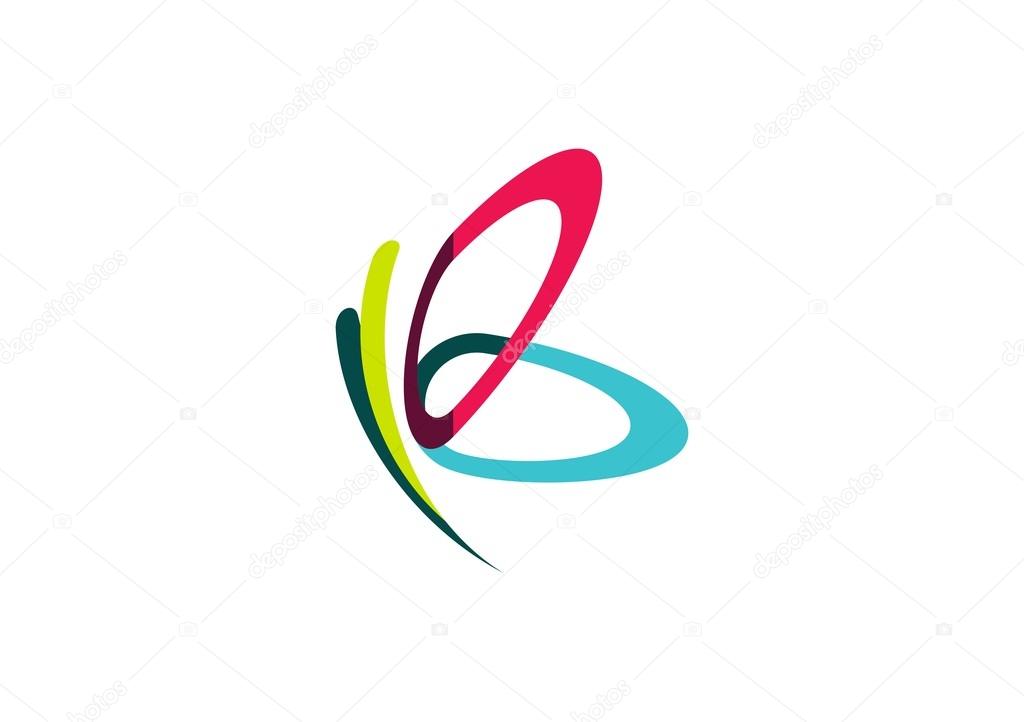 Butterfly beauty logo, spa relax lifestyle care, abstract wings,letter B symbol icon design vector
