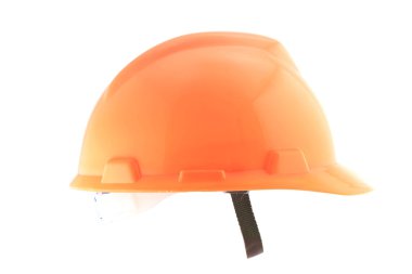 Turuncu kask üzerinde beyaz izole