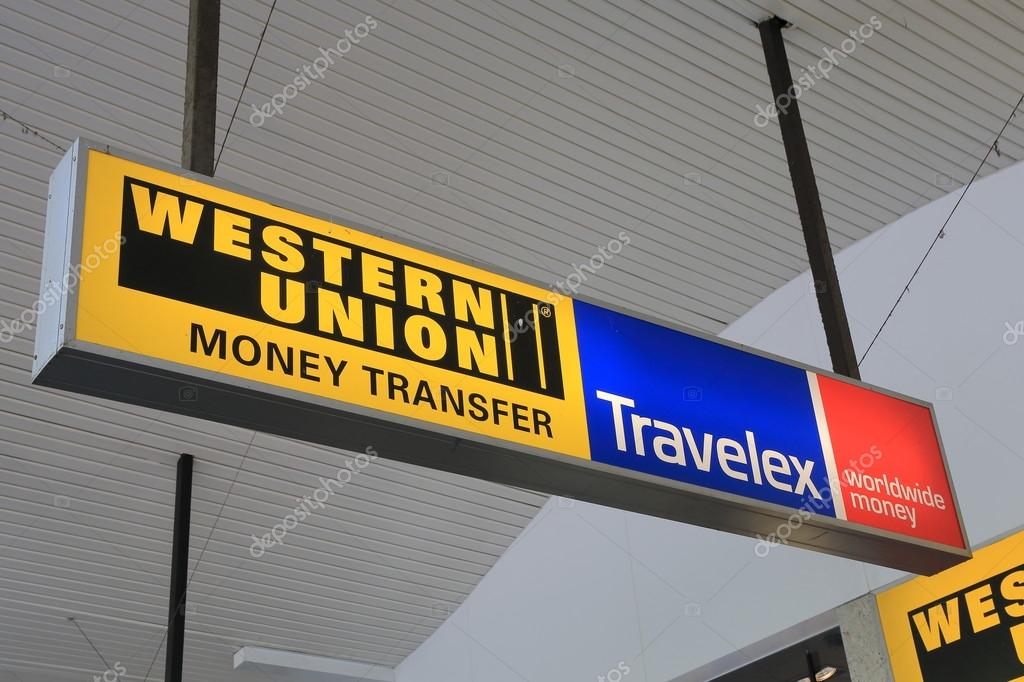 MELBOURNE AUSTRALIA - FEBRUARY 13, 2016:Western Union and Travelex currency exchange transfer company