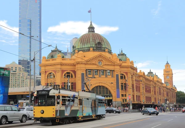 Tram Melbourne Flinders Street Station Australie — Photo