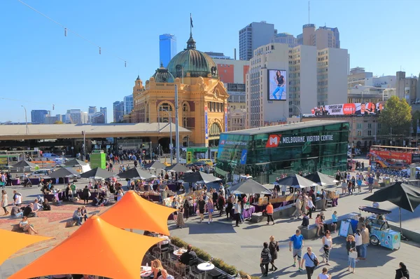 Flinders street train station cityscape Melbourne Australia — Stock Photo, Image