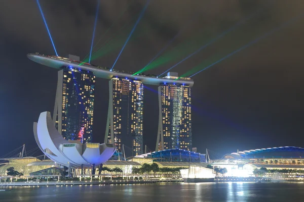 Marina Bay Sands and ArtScience Museum light show Singapore — Stock Photo, Image