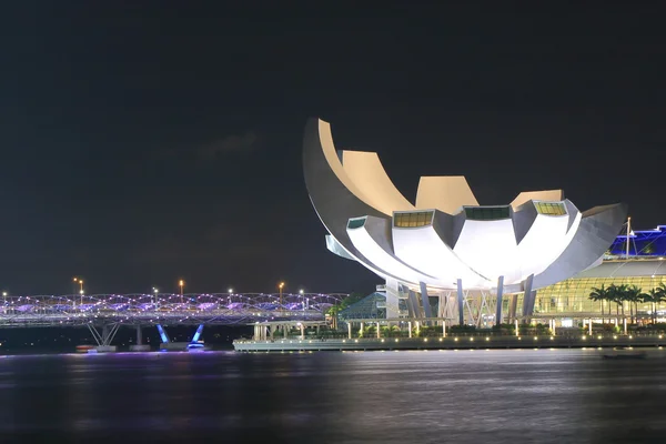 ArtScience Museum and Helix Bridge Singapore — Stock Photo, Image