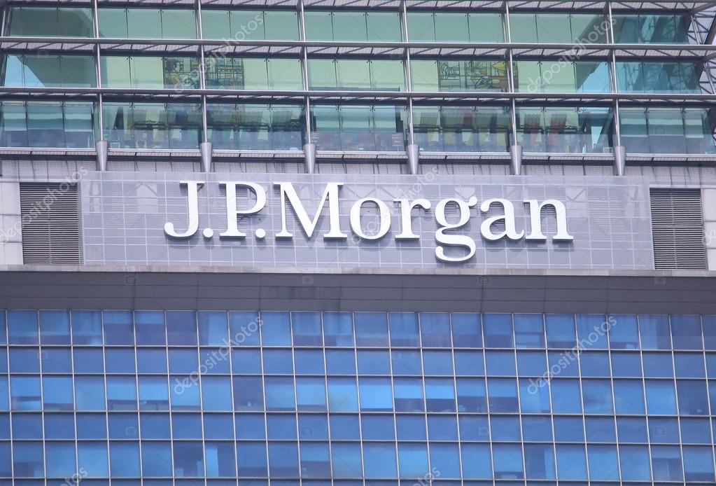 SINGAPORE - 27 May, 2014: JP Morgan company logo. JPMorgan is an American multinational banking and financial services holding company and the largest bank in the USA.