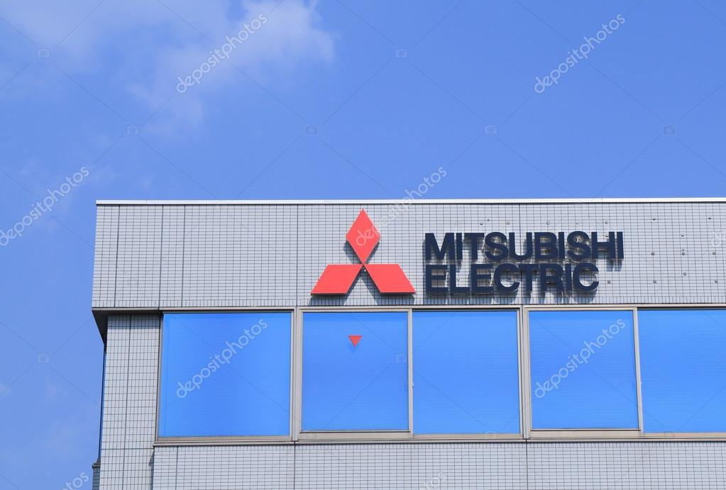 NAGOYA JAPAN - 31 MAY, 2014:Mitsubishi Electric Company logo. Mitsubishi Electric is a Japanese multinational electronics and electrical equipment manufacturing company.