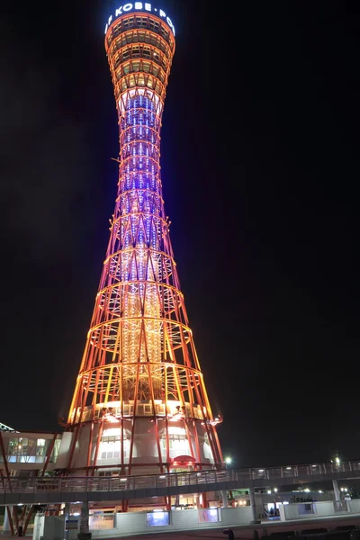 Kobe Port věž v noci — Stock fotografie