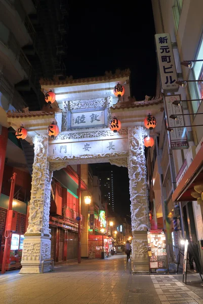 Nankin Chinatown à noite em Kobe Japão — Fotografia de Stock