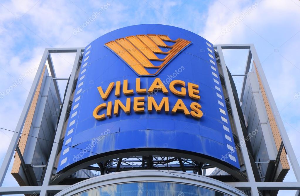MELBOURNE AUSTRALIA - AUGUST 23, 2014: Village Cinemas logo - Village Cinemas is an Australian- based film exhibition brand that mainly shows blockbuster films.