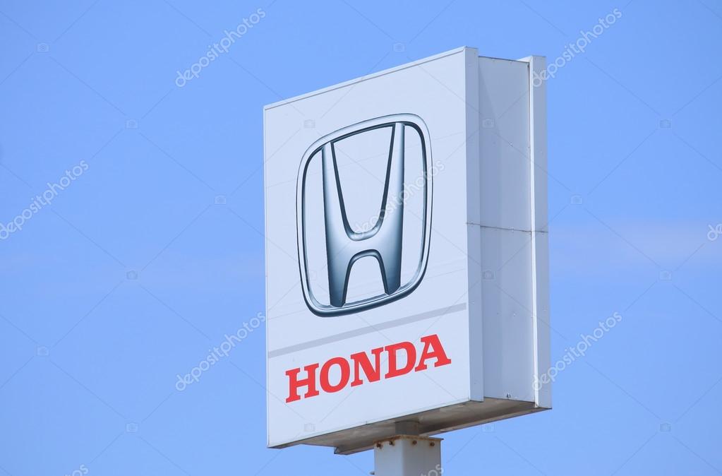 KANAZAWA JAPAN - 6 JUNE, 2014:HONDA, car manufacturer logo. HONDA is a Japanese multinational car and motorbike manufacturer founded in 1946.