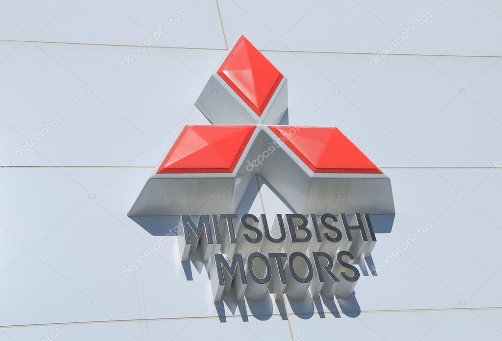 MELBOURNE AUSTRALIA - APRIL 25, 2014:Mitsubishi Car manufacture logo. Mitsubishi is a Japanese multinational automotive manufacture formed in 1970 and 16th biggest worldwide.