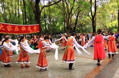 Dance show in People's park Chengdu clipart