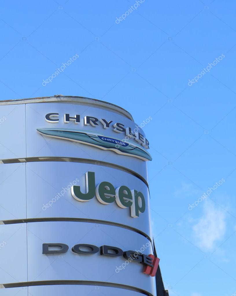 MELBOURNE AUSTRALIA - MARCH 1, 2015: Chrysler Jeep Dodge. Chrysler is one of the Big Three American automobile manufacturers under its flagship Chrysler brand, as well as the Dodge and Jeep.
