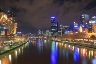 Melbourne gece cityscape Avustralya