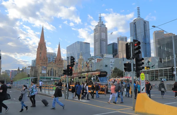 Melbourne cityscape tramvay Avustralya — Stok fotoğraf