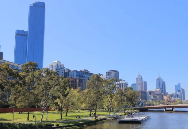 Melbourne waterfront cityscape Avustralya — Stok fotoğraf