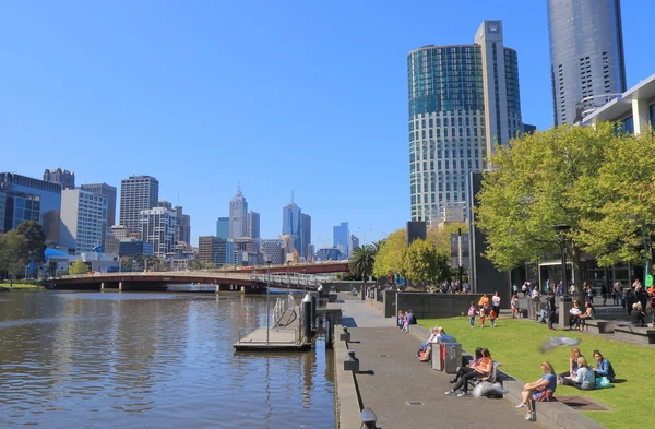 Melbourne waterfront cityscape Avustralya — Stok fotoğraf