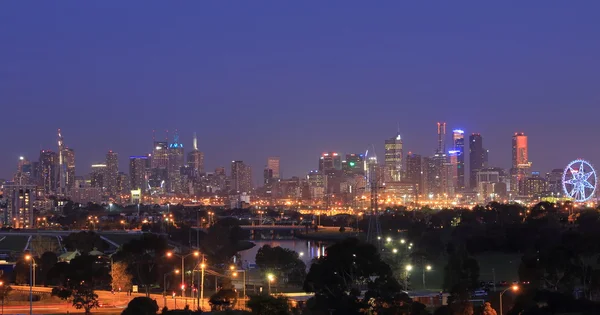 Melbourne cityscape night view Australia — Stock Photo, Image