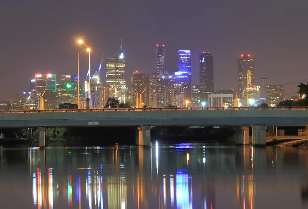 Melbourne natt stadsbilden Australien — Stockfoto