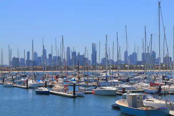 Melbourne cityscape harbor Australia — Φωτογραφία Αρχείου