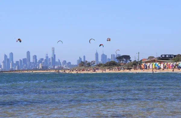 Melbourne beach badebox australien stadtbild — Stockfoto