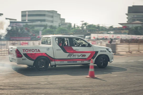 Pick-up car perform drifting on the track with motion blur — Stok fotoğraf