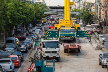 Trafik sıkışıklığı neden Bts skytrain Bangkok, Tayland İnşaat tarafından