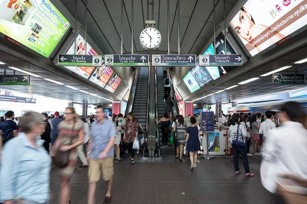 crowd of people in rush hour at BTS public train station
