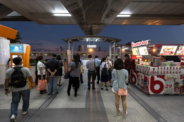 crowd of people in rush hour at BTS public train station