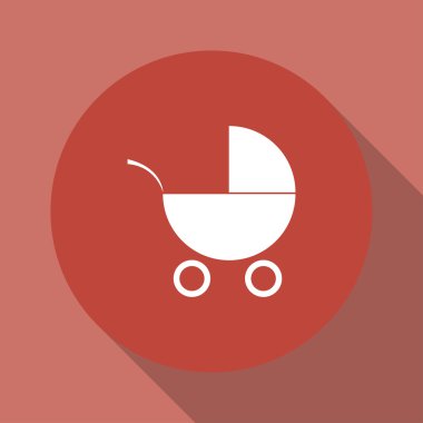 Çocuk arabası simgesi. Düz tasarım stili.