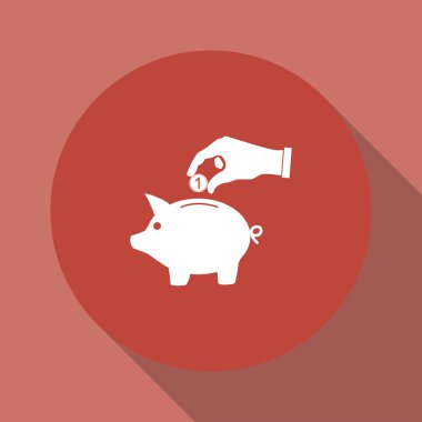 kumbara ve el sikke siyah icon.vector çizim ile,