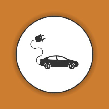 elektrikli otomobil simgesi. Düz tasarım stili 