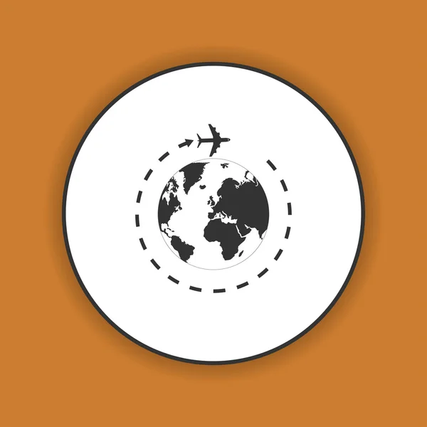 Globe and plane travel icon. — Stock Vector