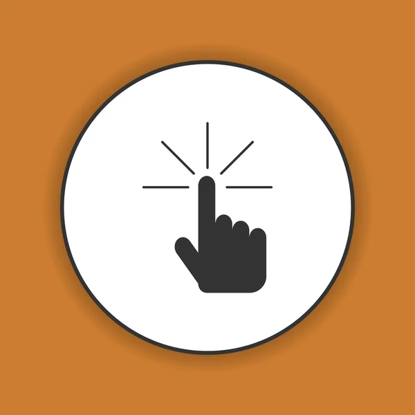 Logga emblem vektor illustration. hand med vidröra en knapp eller pekar finger. — Stock vektor