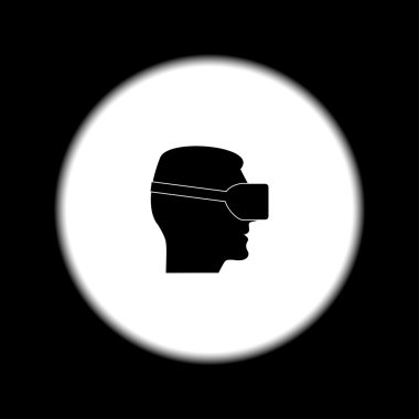 Sanal gerçeklik camın üzerine kafa izole vektör hat simgesi Önden Görünüm