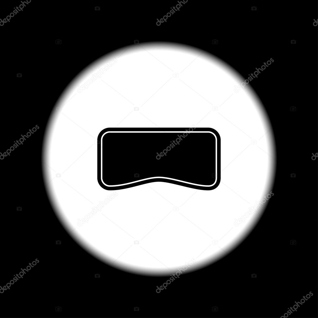 Virtual reality glass on head isolated vector line icon front view.