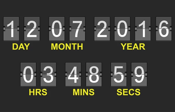 日付と時刻を持つテーブル フリップ時計表示ベクトル テンプレート — ストックベクタ