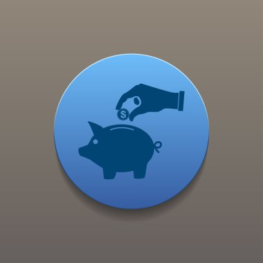 kumbara ve el sikke siyah icon.vector çizim ile,