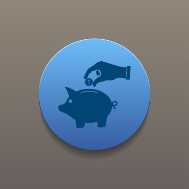 kumbara ve el sikke siyah icon.vector çizim ile,